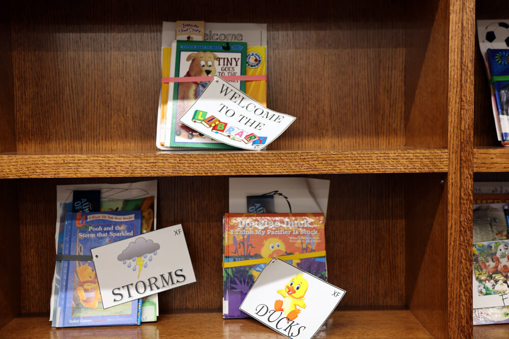 Three bundles of books relating to different themes for children to take home and read.
